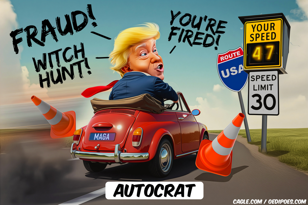Trump speeding in car