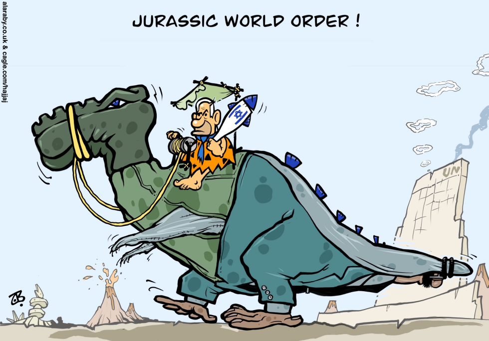 Jurassic Order Netanyah Gaza Flinston War Dinosaur
