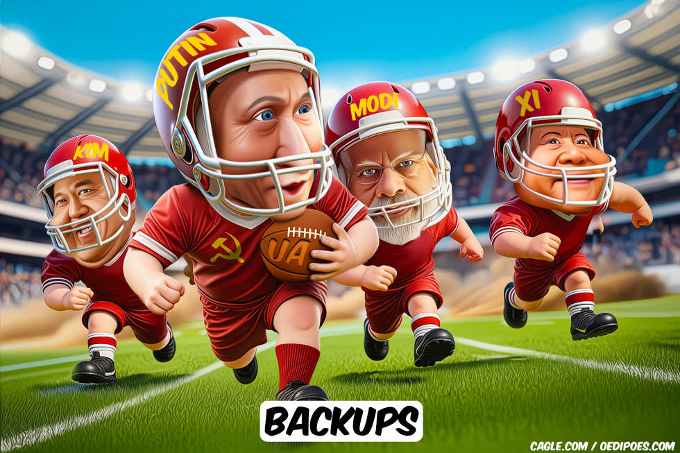 putin backed by xi, modi, kim in football match