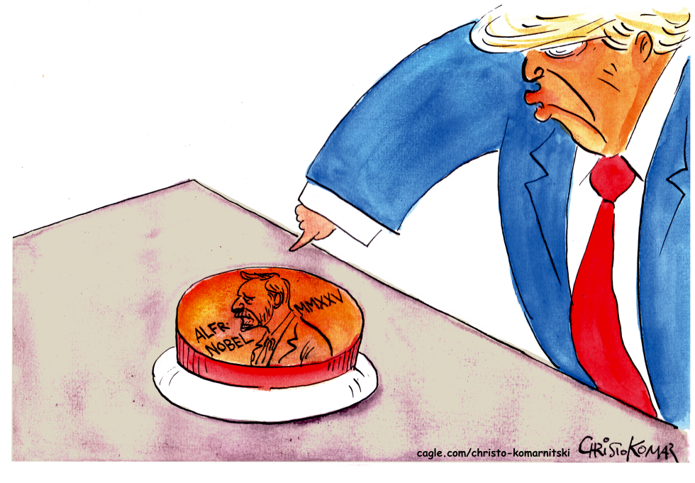 Trump and Nobel prize button