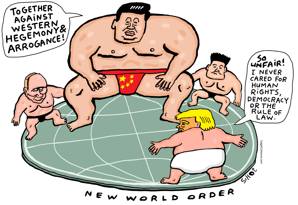 trump, xi and trump wrestling for world dominance