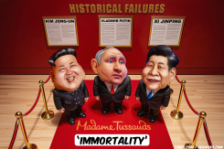 KIM, PUTIN AND XI IN MADAME TUSSAUDS by Bart van Leeuwen