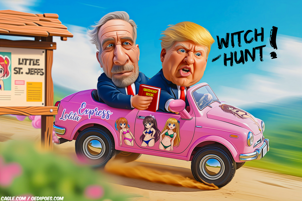 Trump and Epstein together in pink car