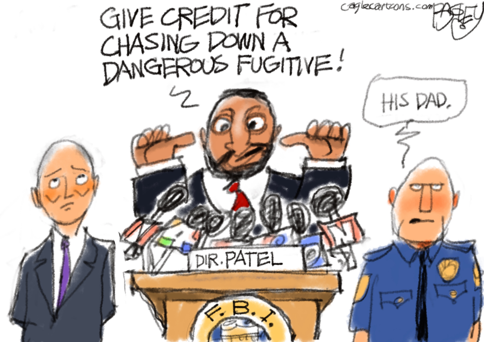 Patel Claims Credit for Fugitive Chase in FBI Podium Farce
