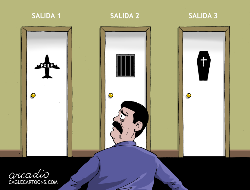 Maduro's Grim Choices: Exile, Prison, or the Grave in Sharp Cartoon