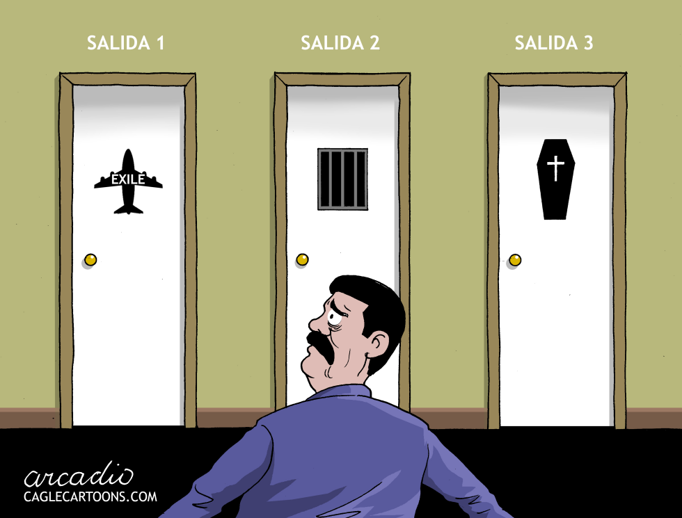 Maduro's Grim Choices: Exile, Prison, or the Grave in Sharp Cartoon