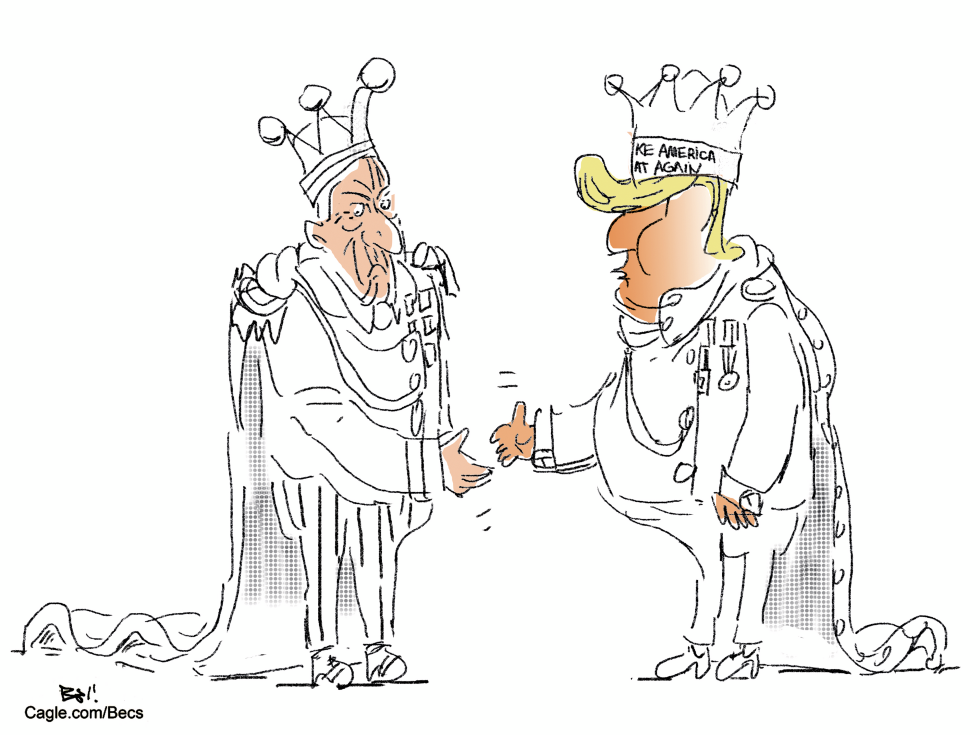 Trump and King Charles: A Royal Handshake in Satirical Splendor