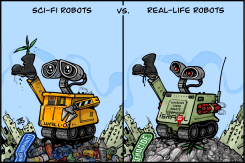SCI-FI ROBOTS VS REALLIFE ISRAEL IN GAZA GENOCIDE by Emad Hajjaj