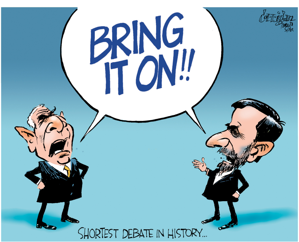 short debate with Bush and Iran