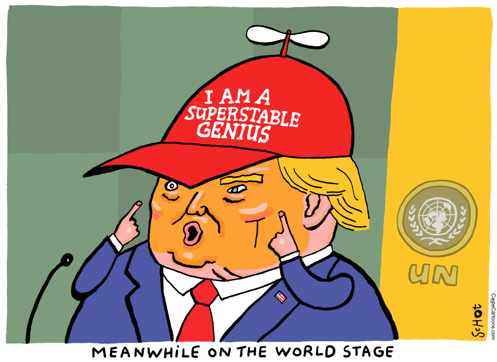 Trump with genius red cap at United Nations
