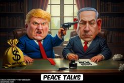 TRUMP AND NETANYAHU AGREE GAZA PEACE PLAN by Bart van Leeuwen