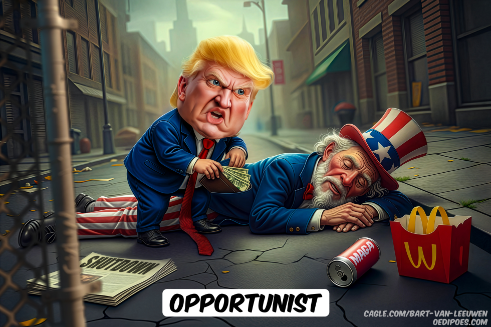 Trump stealing Uncle Sam's wallet
