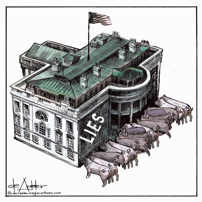 Republican pigs eat up the White House lies
