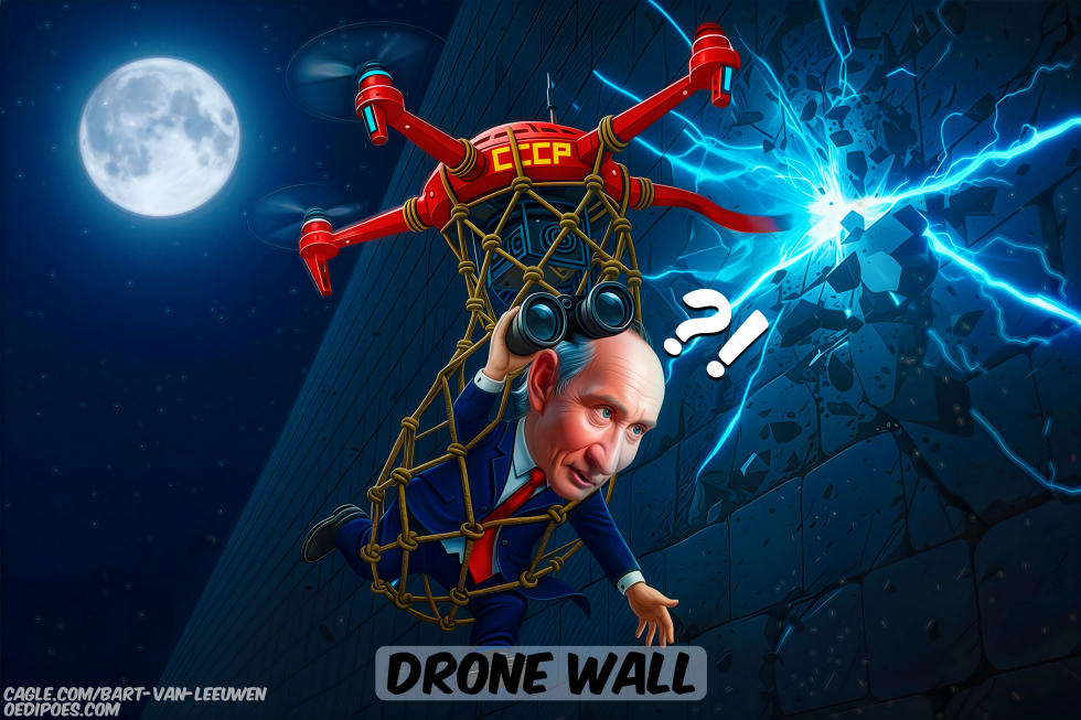 Putin smashing into 'drone wall'