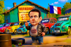 EMMANUEL MACRON THE CAR SALESMAN by Bart van Leeuwen