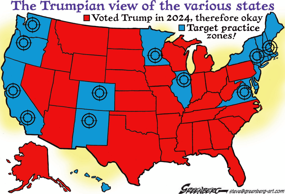 Trump map of U.S. has targets on blue states