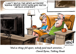 PEOPLE ARE AVOIDING BAD NEWS by Dave Whamond