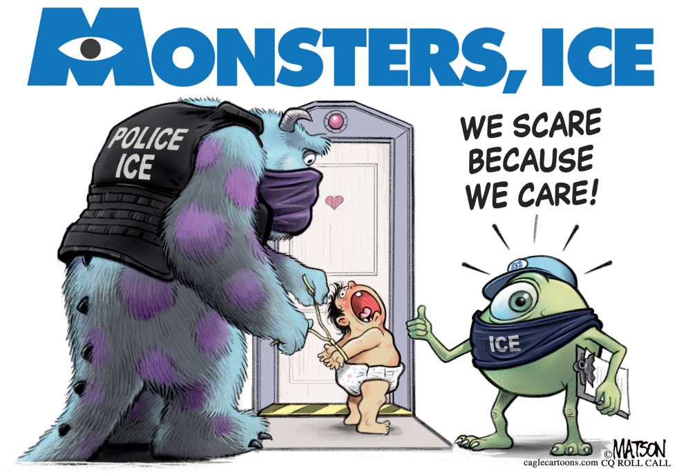 ICE Agents in Monsters Inc Parody Zip-Tie Child During Raid