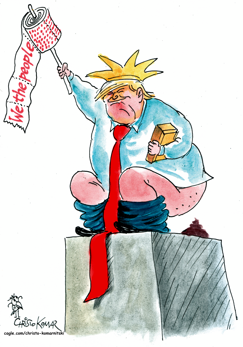 King Trump Takes the Throne in Constitution-Wiping Cartoon