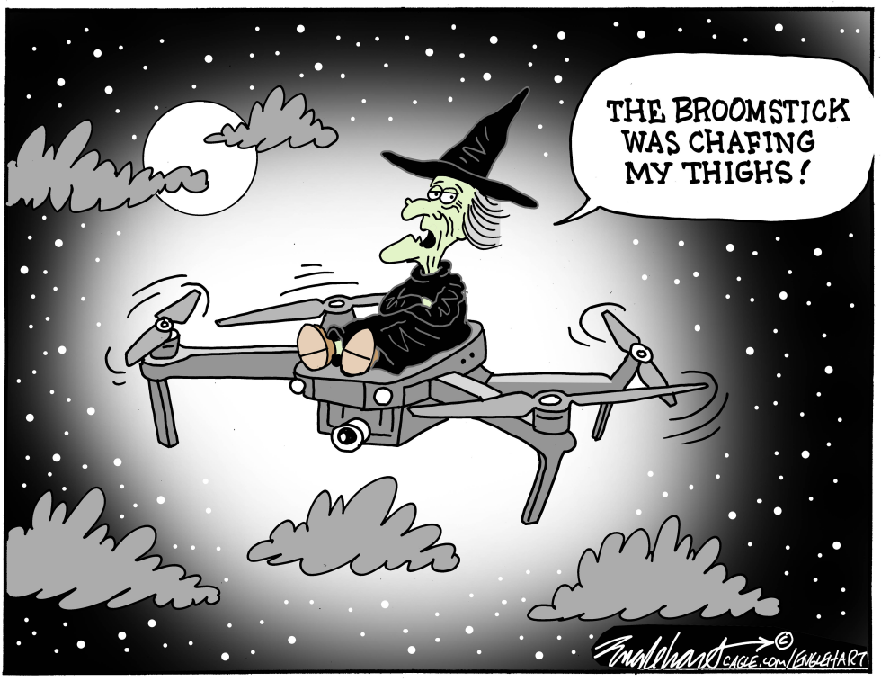 Witch Trades Broomstick for Drone Over Chafing Complaint
