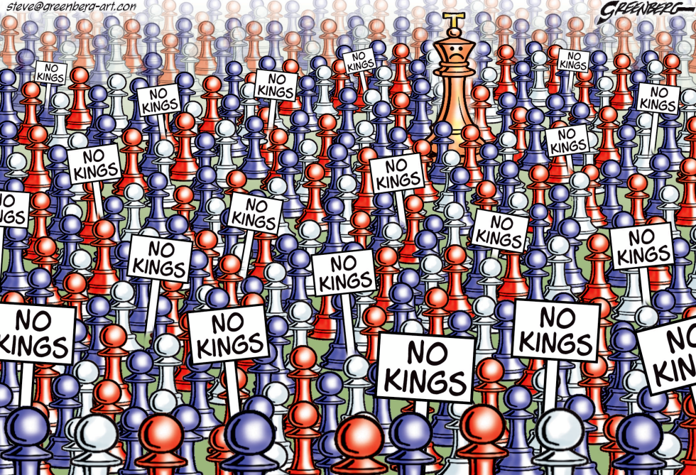 No Kings Rally of chess pawns against a king