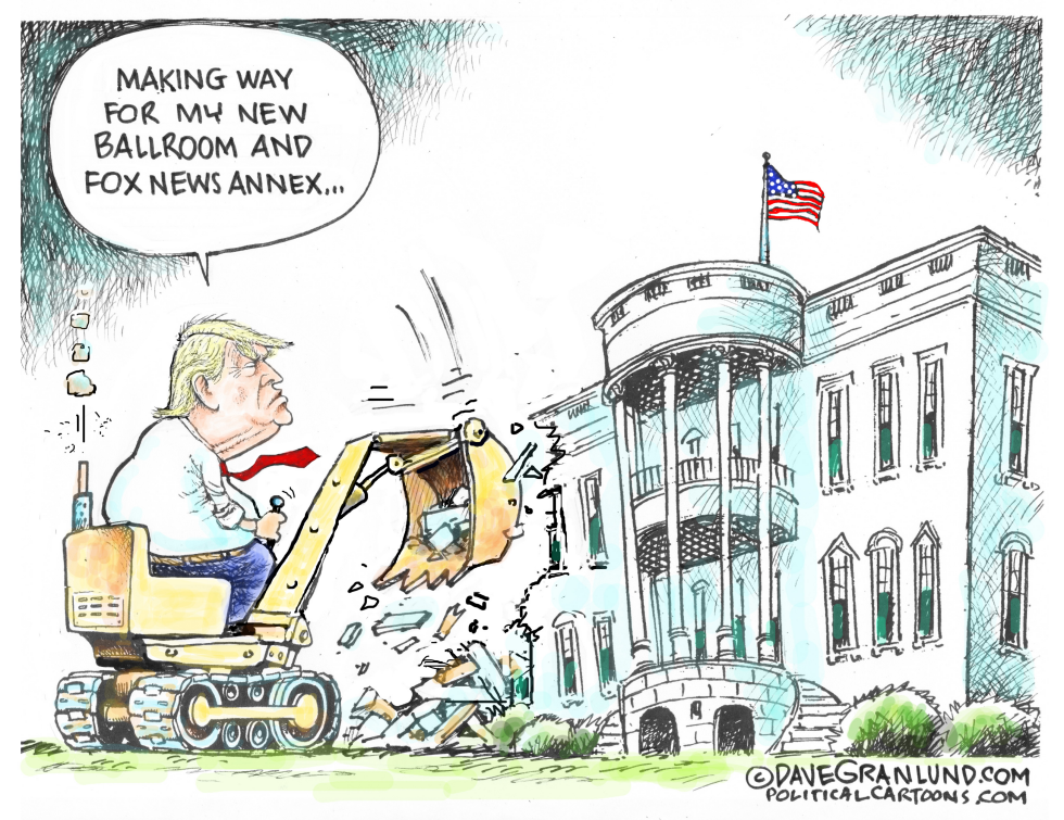 Trump Bulldozer Targets White House for Ballroom and Fox News Annex