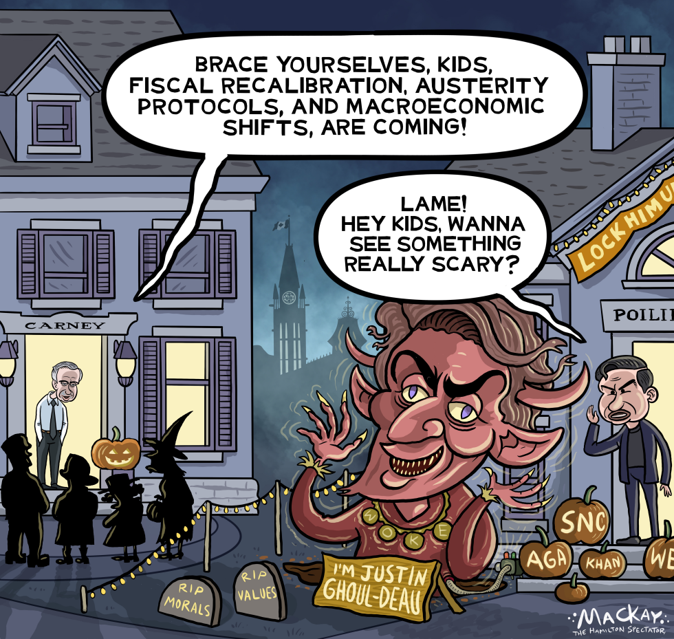At Halloween Carney Levels, Poilievre Scares