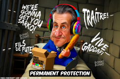 SARKOZY NOICE CANCELING HEADPHONE PRISON by Bart van Leeuwen
