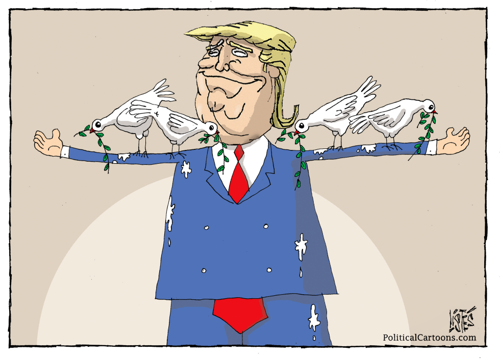 TRUMP WITH HIS PIGEONS OF PEACE
