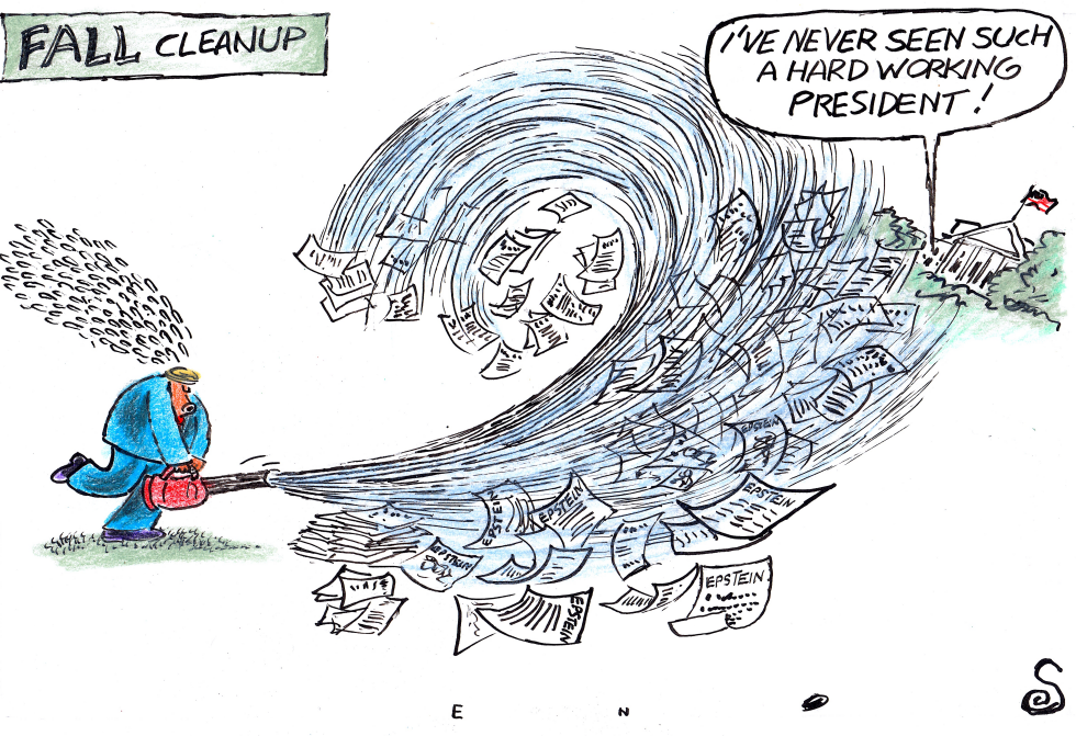 TRUMP WITH LEAF BLOWER