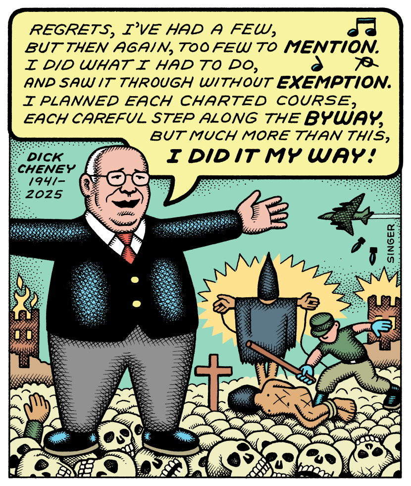 Dick Cheney Obituary Cartoon