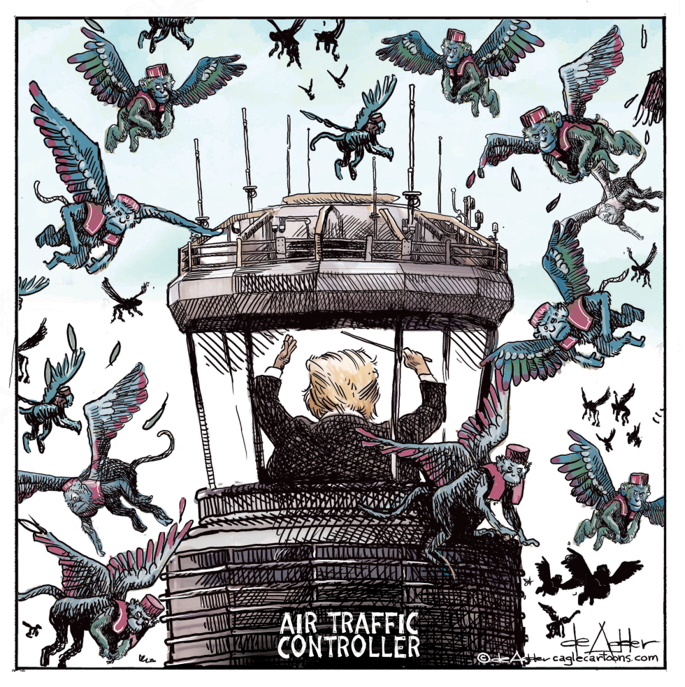 Trump is air traffic controlling flying monkeys