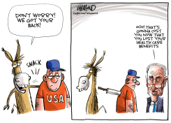 DEMOCRATS CAVE ON SHUTDOWN by Dave Whamond