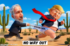 TRUMP BEING CHASED BY EPSTEIN by Bart van Leeuwen