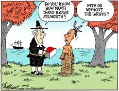 THE PILGRIMS ARRIVE IN AMERICA by Bob Englehart