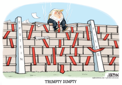 TRUMPTY DUMPTY SITS ON EPSTEIN FILES WALL by R.J. Matson