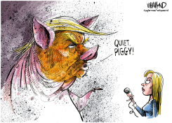 TRUMP CALLS FEMALE REPORTER PIGGY by Dave Whamond