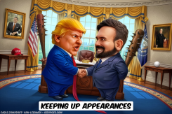 TRUMP MAMDANI SHAKING HANDS by Bart van Leeuwen