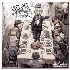 THANKSGIVING 2025 IS A WRESTLING MATCH by Michael de Adder