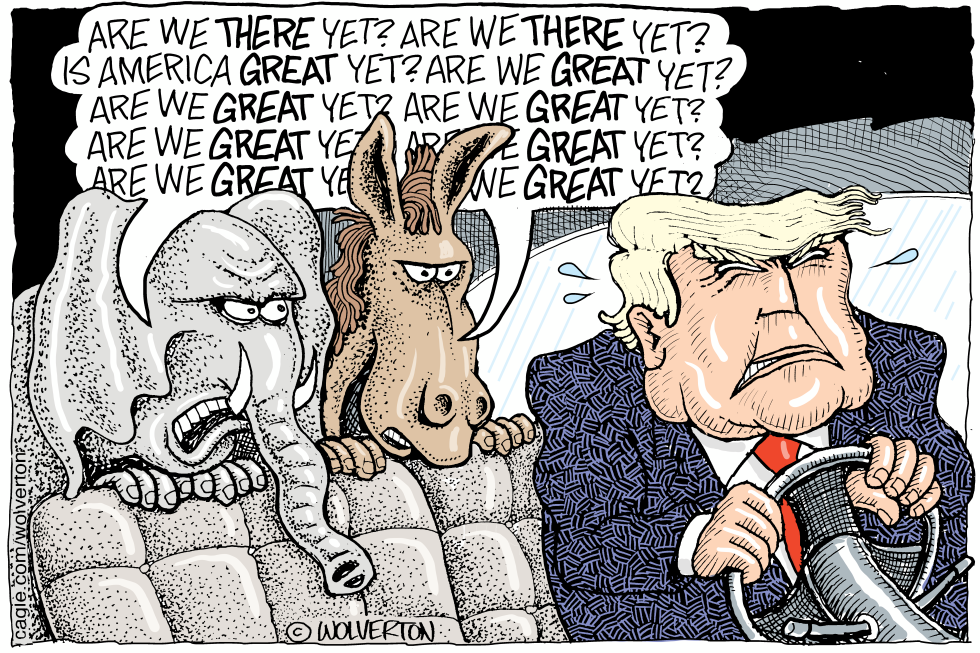 Trump Driving While Being Asked Are We Great Yet