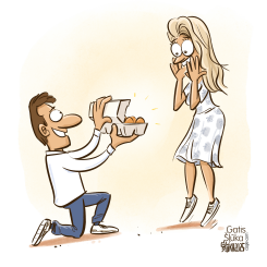 A MAN GIVES A WOMAN EXPENSIVE EGGS by Gatis Sluka
