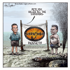 PETE HEGSETH KILLS ALL THE SURVIVORS by Michael de Adder