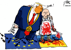 TRUMP KISSES PUTIN by Tom Janssen