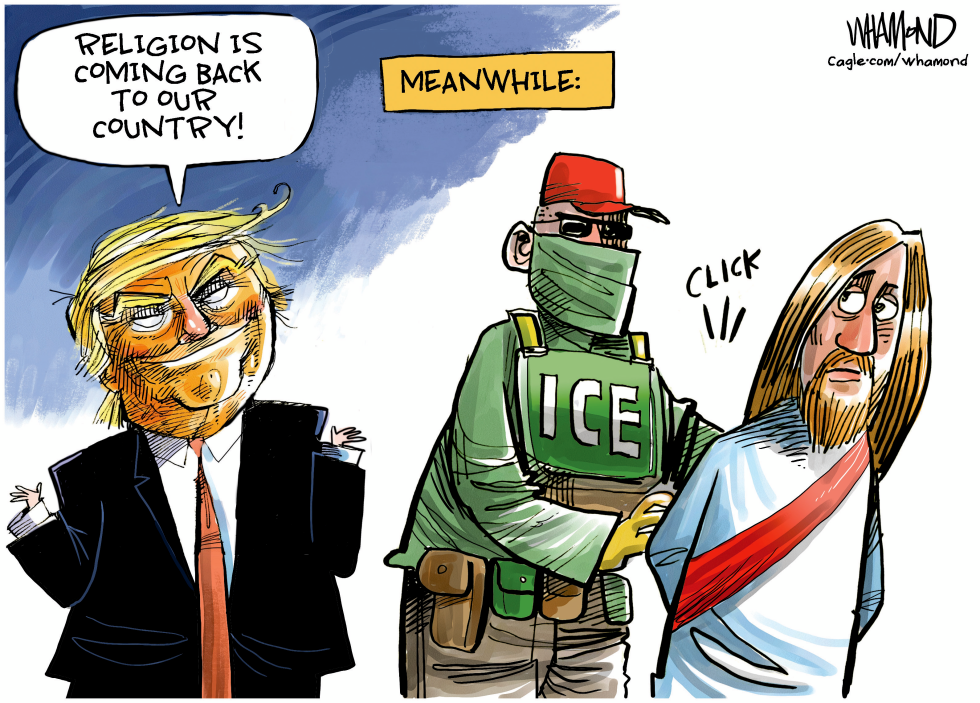 Trump's Religion Revival: ICE Arrests Jesus in Satirical Cartoon