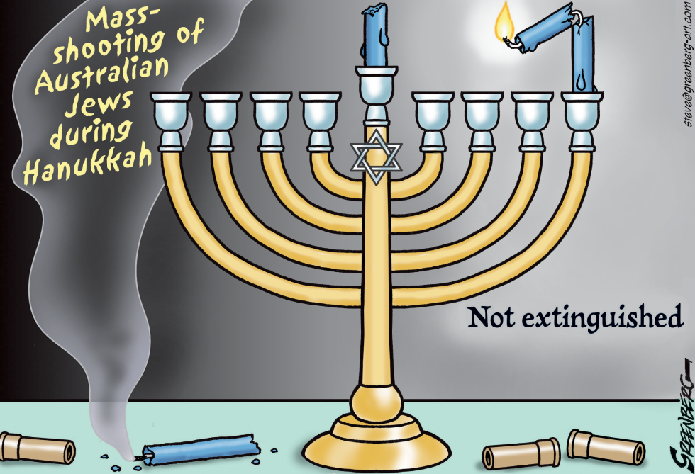 Hanukkah candles are shot but not extinguished