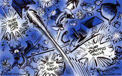 SANTA VS. TRUMP FLAK by Milt Priggee