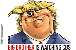TRUMP IS WATCHING CBS by Rick McKee