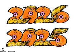 TRUMP ORANGE AGE NEW YEAR 2026 CALENDAR LOGO  by Emad Hajjaj