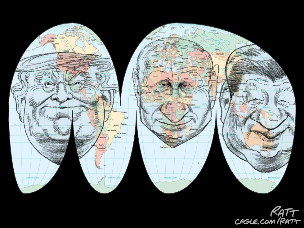 Trump Putin and Xi Divide Global Spheres on World Maps