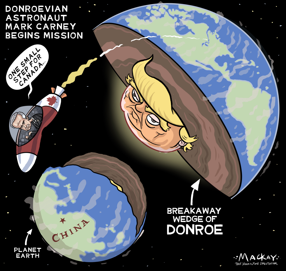 Carney leaves Trump hemisphere on mission to Earth